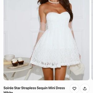 Hello Molly White Lace Strapless Mini Dress